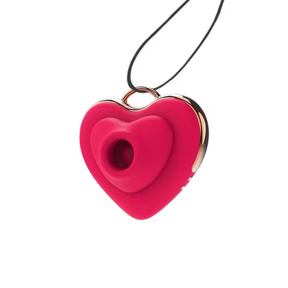 Heart Design Mini Clit Sucking Vibrators 2 In1 Self Care Toys with Necklace with 10 Vibrating Modes Quiet Adult Toys for Women