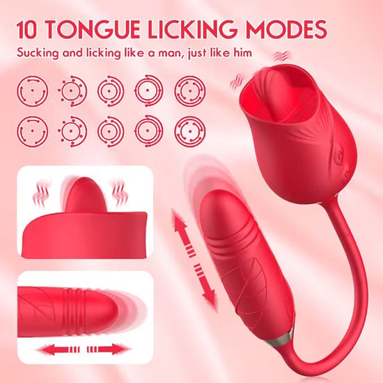 Rose Toy Clitoral Suck Vibrator Thrusting Custom Female Rose Vibrator with G-Spot Stimulator