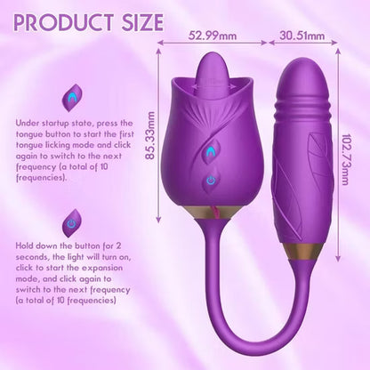 Rose Toy Clitoral Suck Vibrator Thrusting Custom Female Rose Vibrator with G-Spot Stimulator